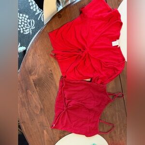 Red Knotted Crop Tops